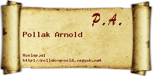 Pollak Arnold névjegykártya